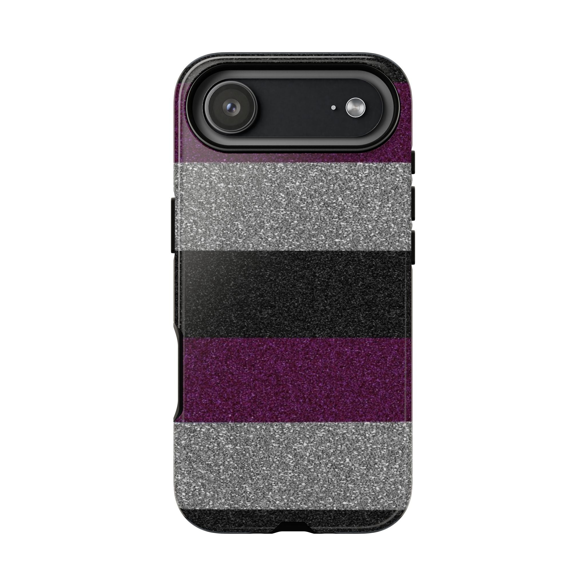 Asexual Pride Stripe iPhone Case (Purple, Black & Gray)