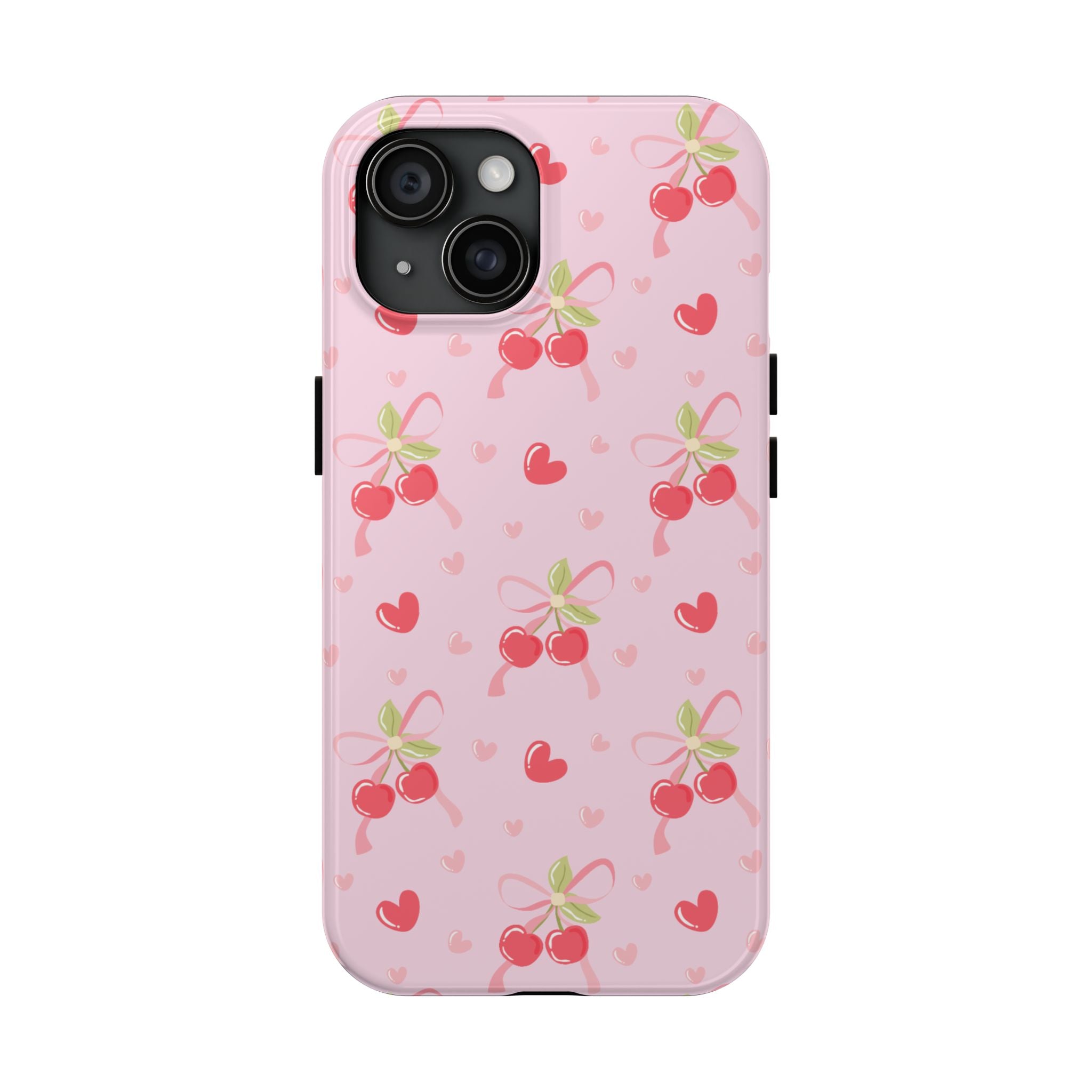 Cherry Hearts Tough iPhone Case (Pink)