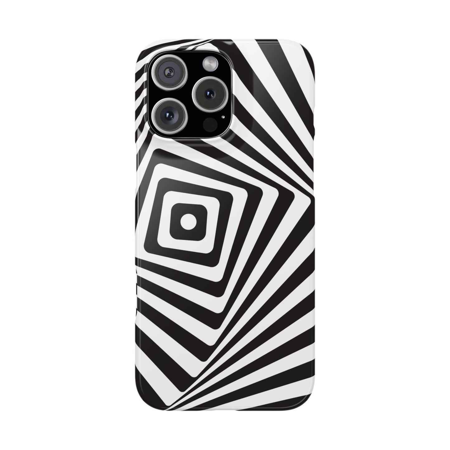 Optical Illusion Slim Phone Case — Black & White Spiral Geometric Design