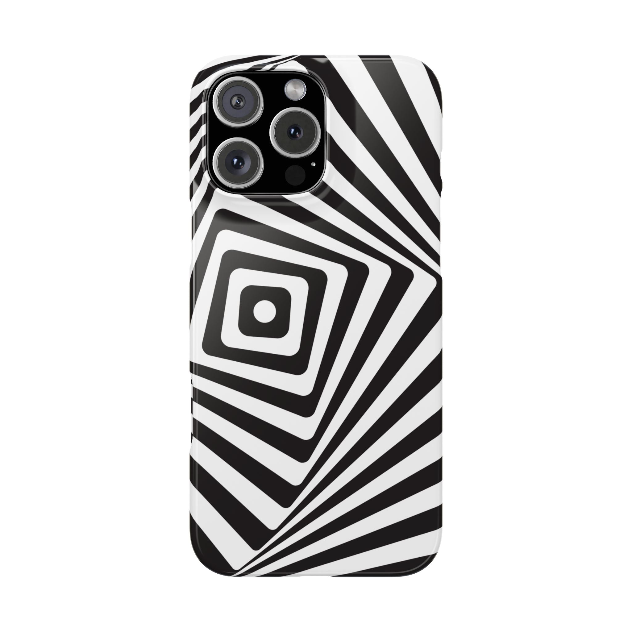 Optical Illusion Slim Phone Case — Black & White Spiral Geometric Design