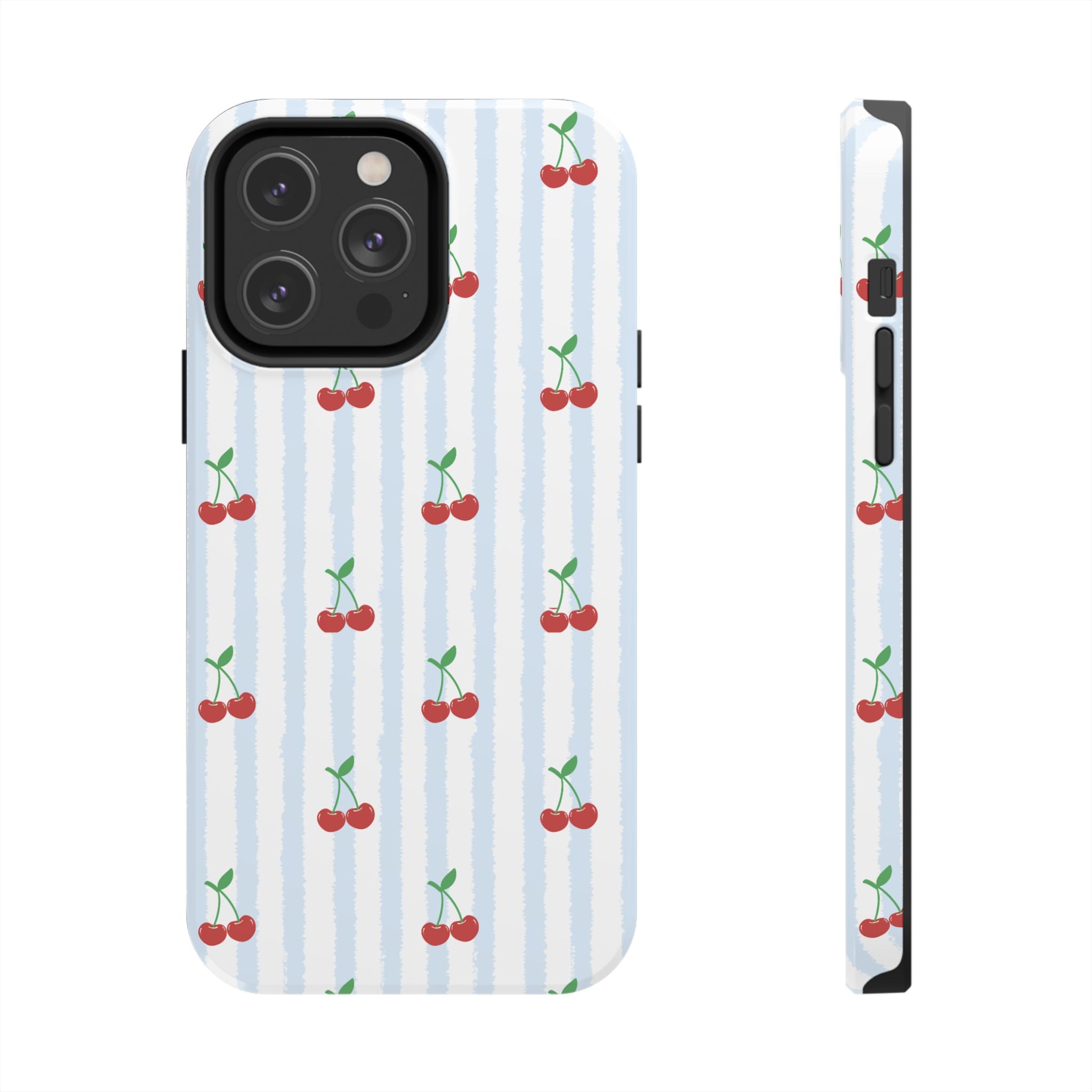 Cherry Stripe Tough (Phone Case (Blue)