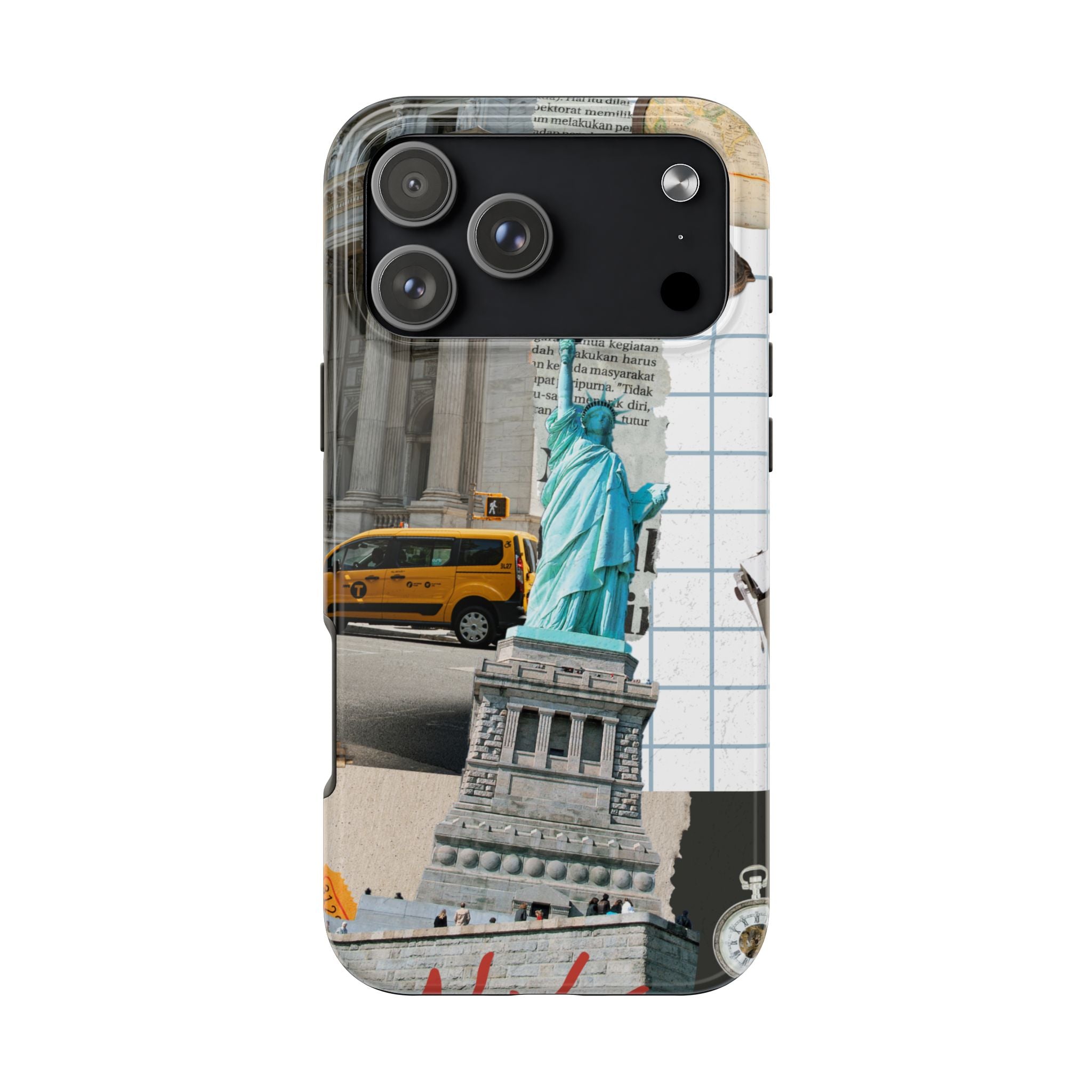 New York Collage - Statue of Liberty & Yellow iPhone Case
