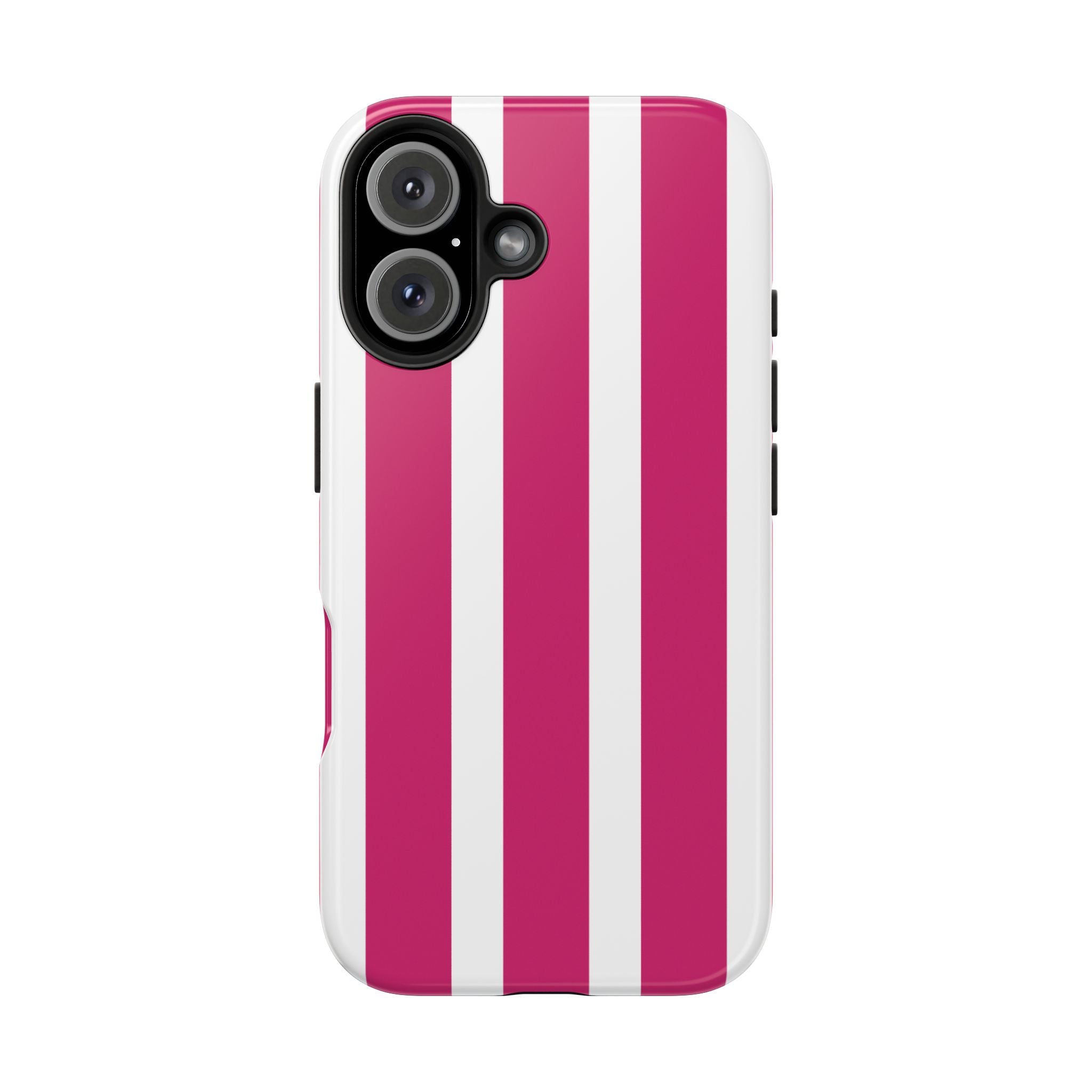 Pink Striped Tough iPhone Case (Bold Magenta)