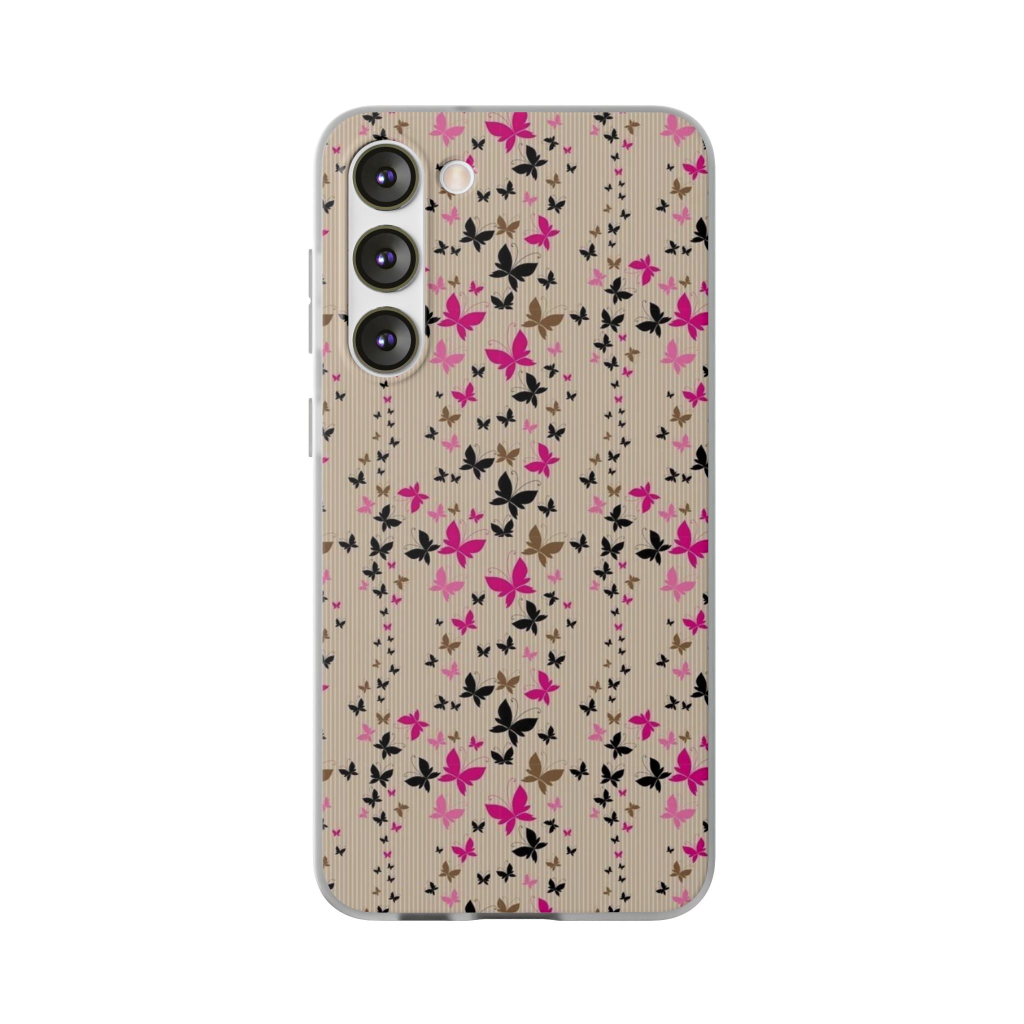 Butterfly Scatter Samsung Case (Pink & Black Floral Case)