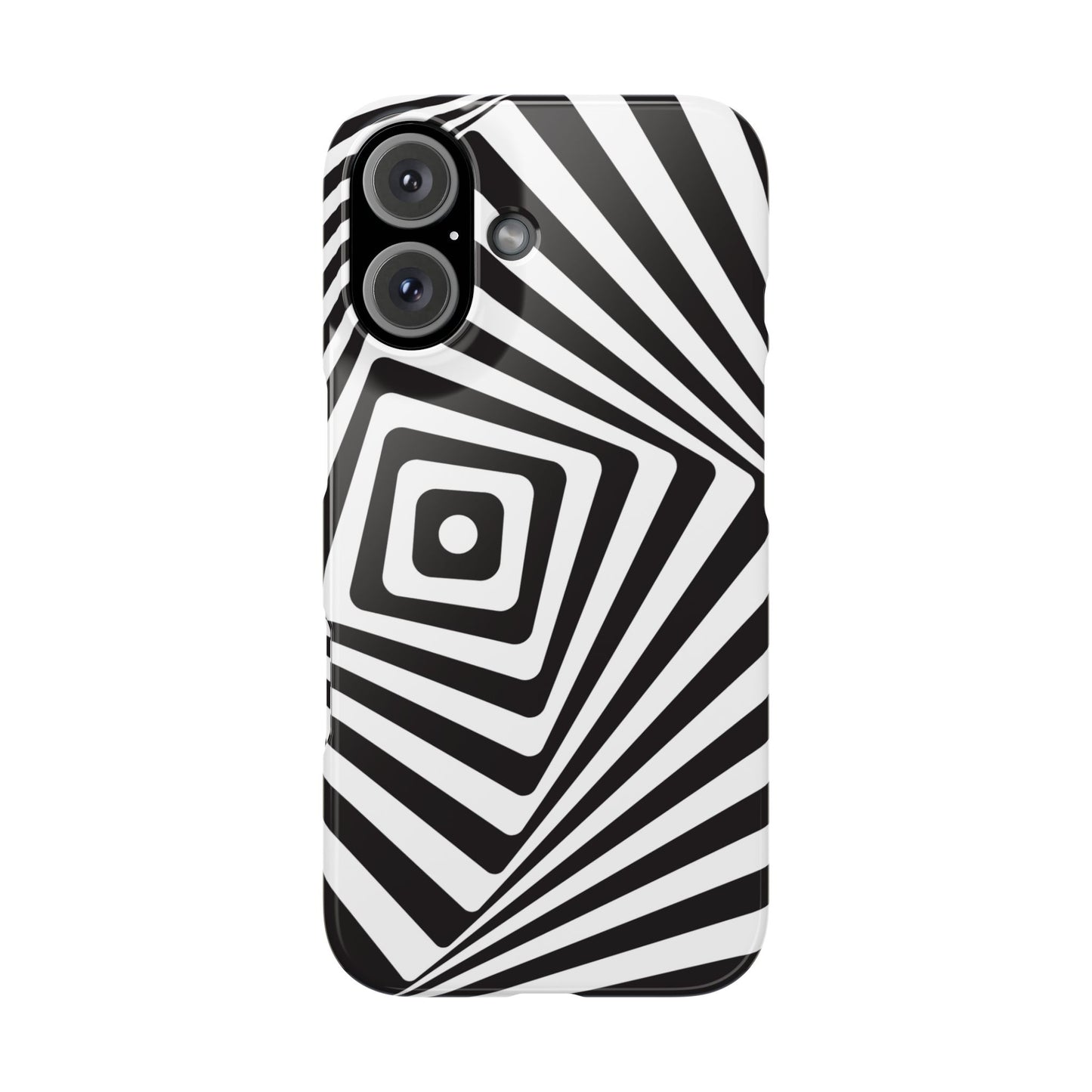 Optical Illusion Slim Phone Case — Black & White Spiral Geometric Design