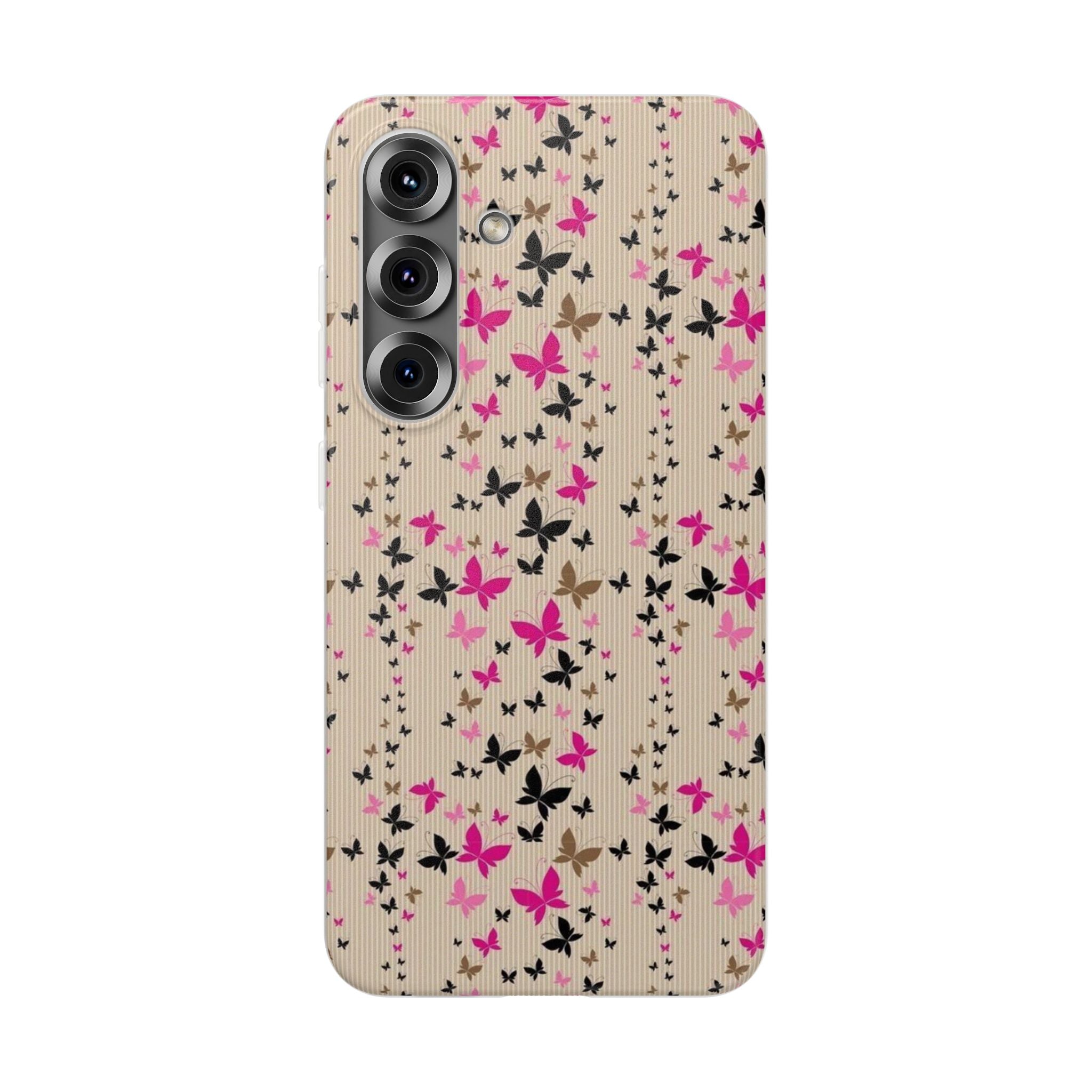 Butterfly Scatter Samsung Case (Pink & Black Floral Case)