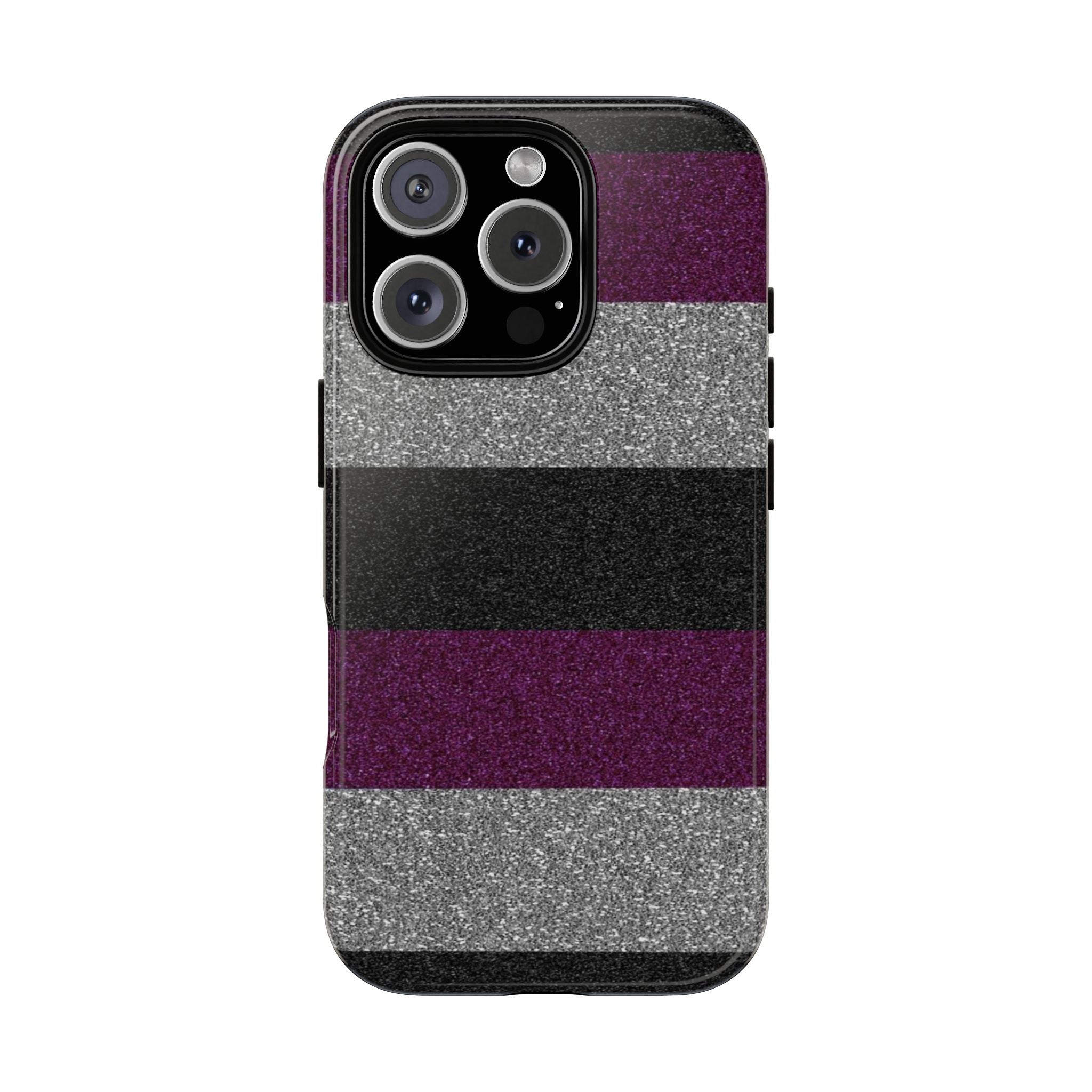 Asexual Pride Stripe iPhone Case (Purple, Black & Gray)