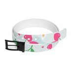 Floral Cherry Print Belt - Cute Pink Fruit Pattern Accessory
