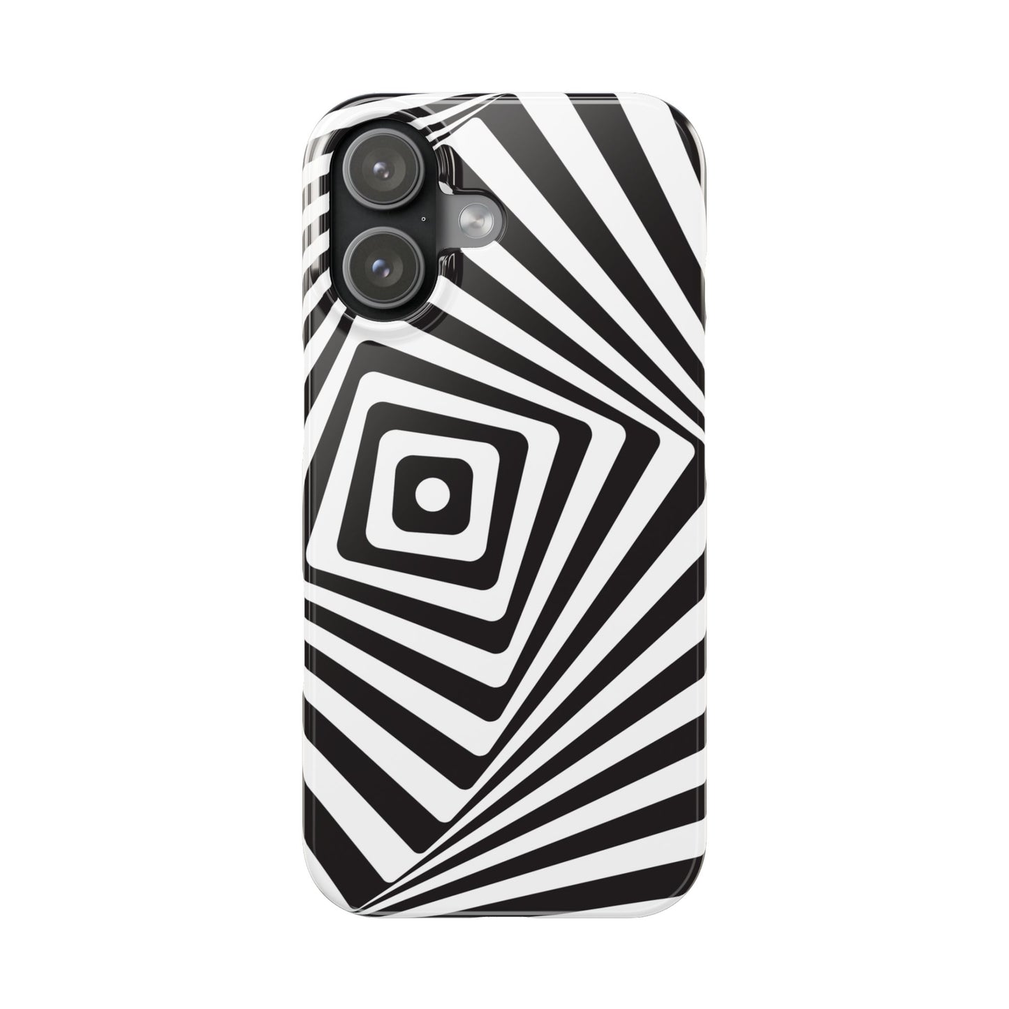 Optical Illusion Slim Phone Case — Black & White Spiral Geometric Design