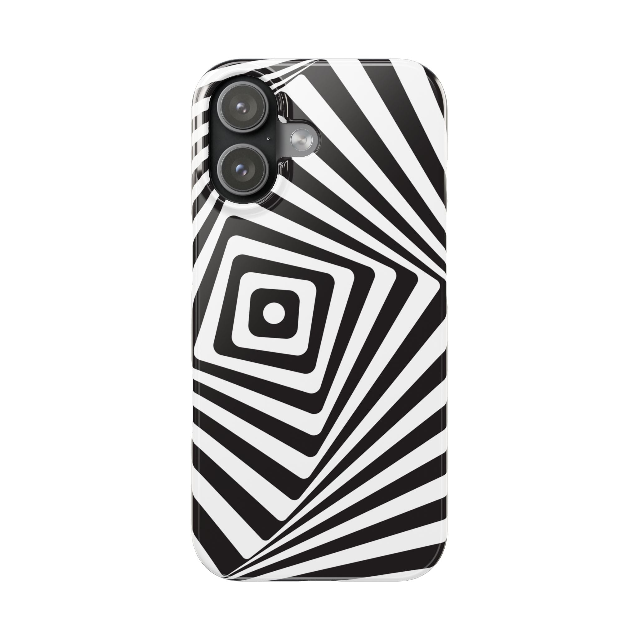 Optical Illusion Slim Phone Case — Black & White Spiral Geometric Design