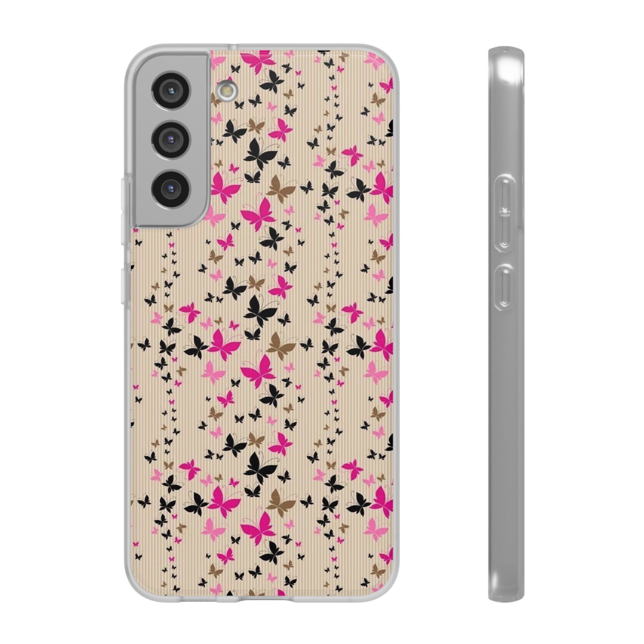 Butterfly Scatter Samsung Case (Pink & Black Floral Case)