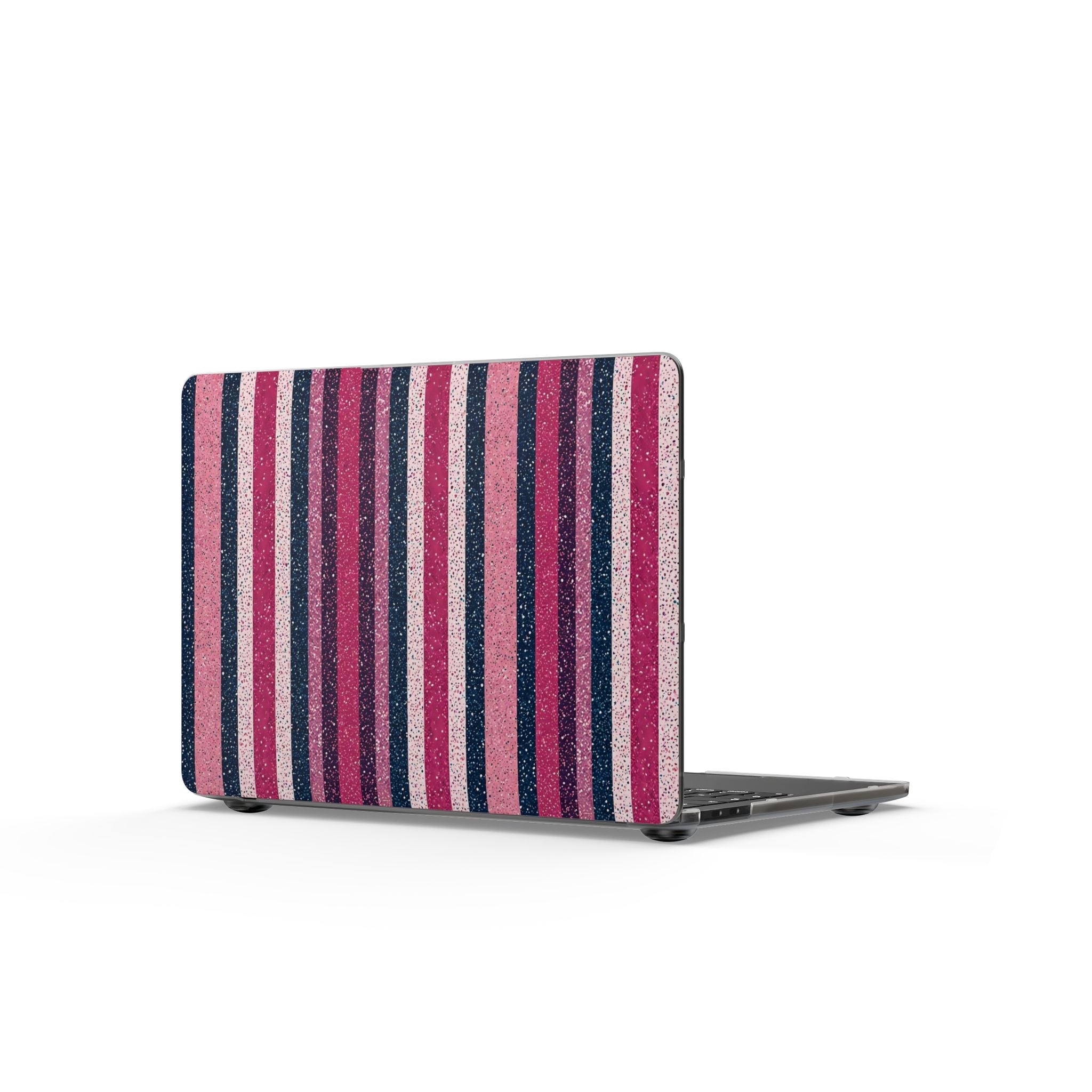 Striped Pink Glitter Matte MacBook Case — Protective Laptop Cover for Women, Teens & Students