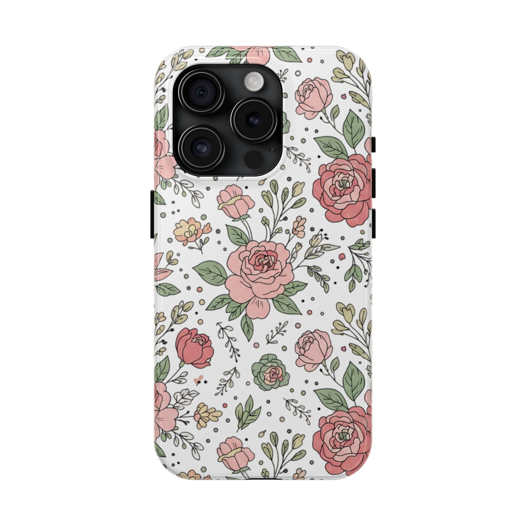 Floral Rose Tough Phone Case - Pink Garden Phone Case