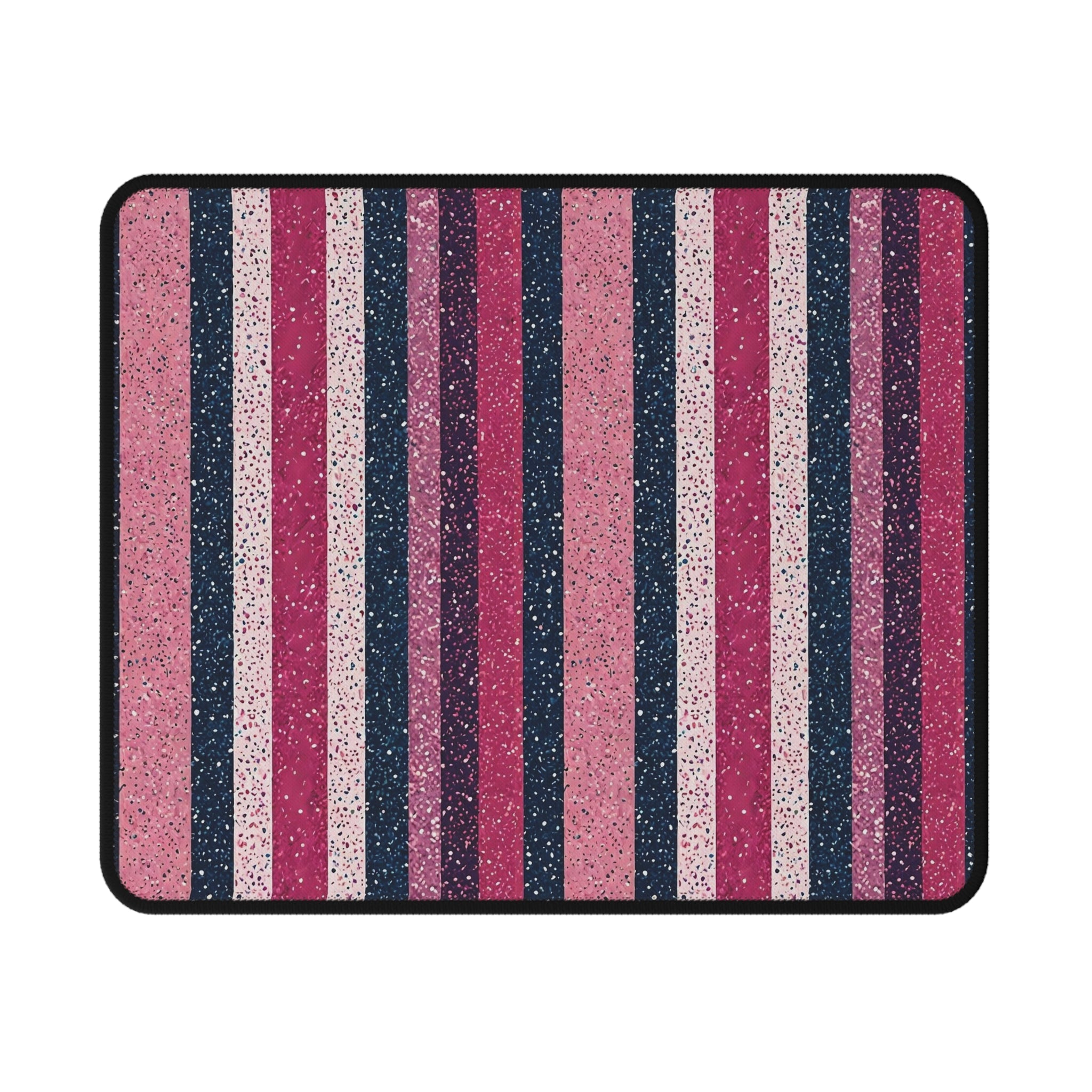 Pink & Navy Glitter Stripe Mouse Pad — Non-Slip Gaming Desk Mat