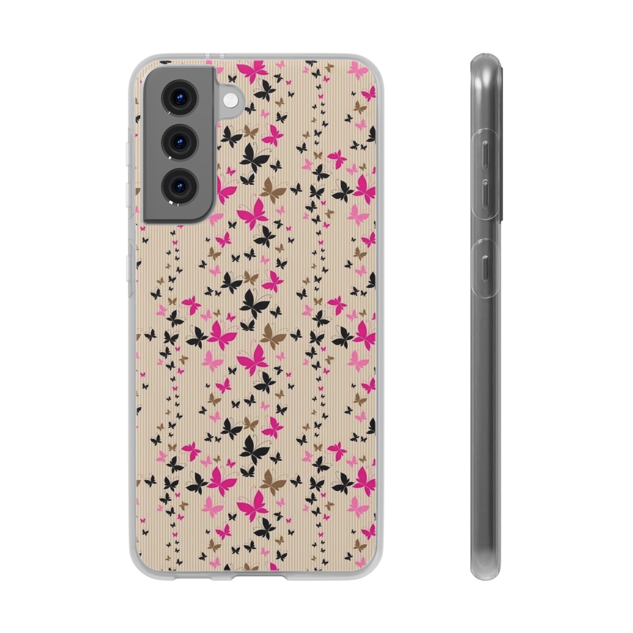 Butterfly Scatter Samsung Case (Pink & Black Floral Case)