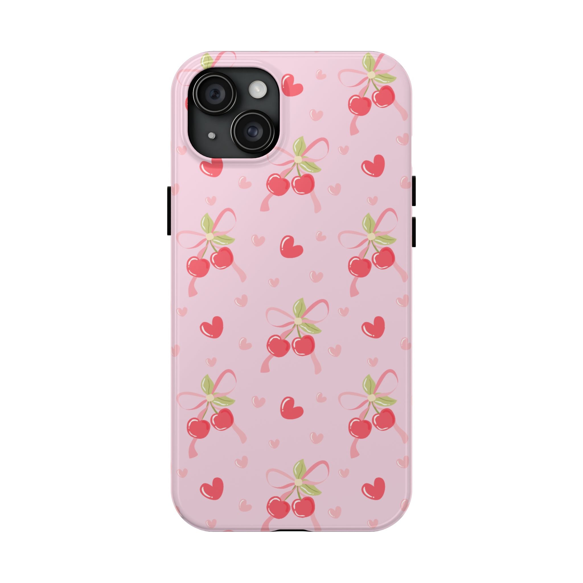 Cherry Hearts Tough iPhone Case (Pink)