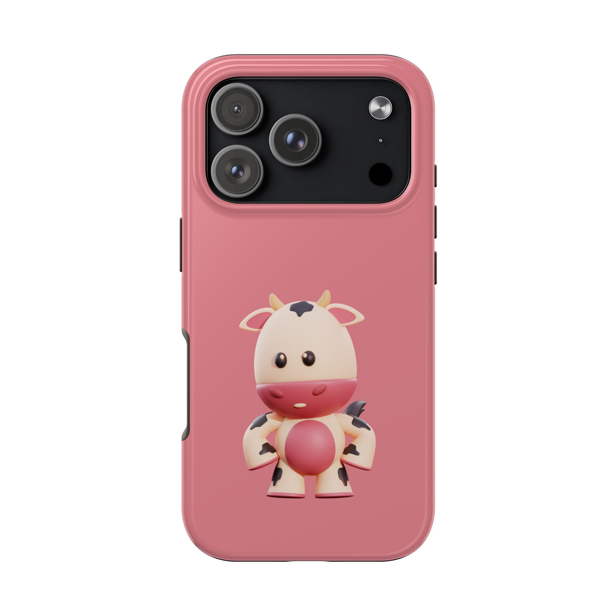 Cute Pink Cow Tough Phone Case – Durable Cute Farm Animal iPhone Cover