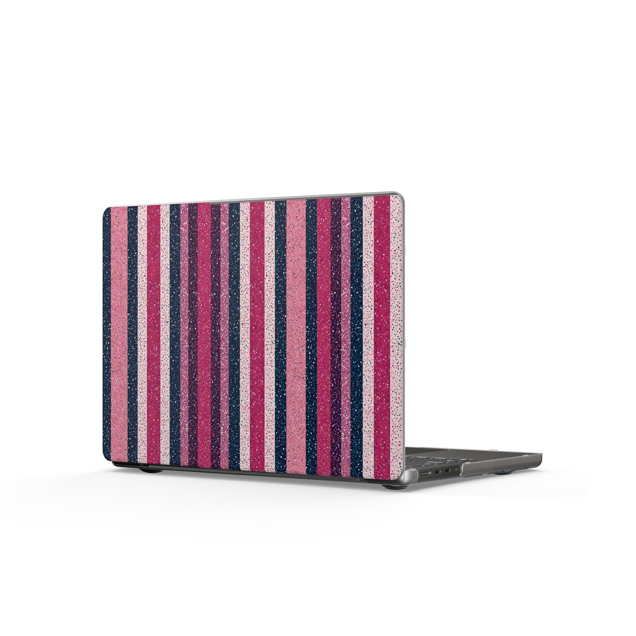 Striped Pink Glitter Matte MacBook Case — Protective Laptop Cover for Women, Teens & Students