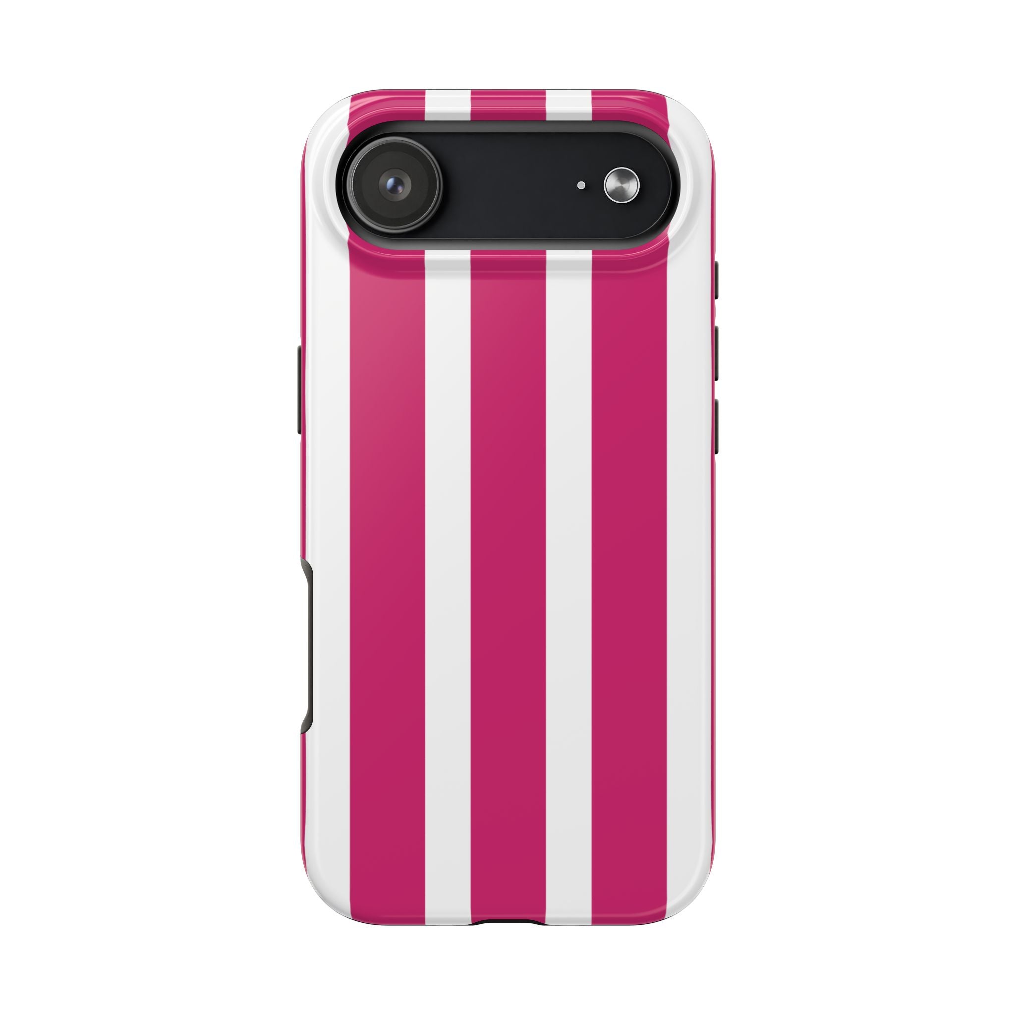 Pink Striped Tough iPhone Case (Bold Magenta)