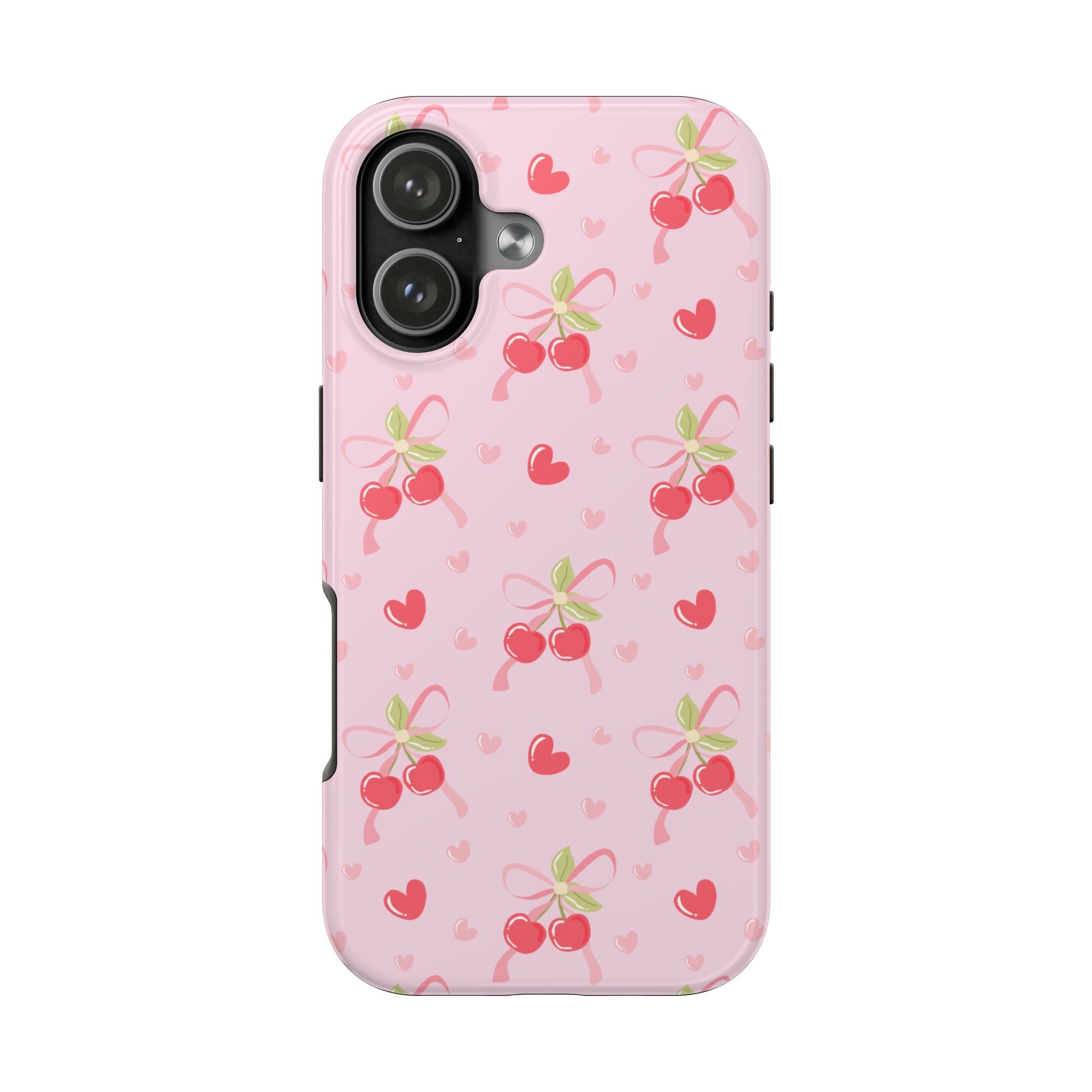 Cherry Hearts Tough iPhone Case (Pink)