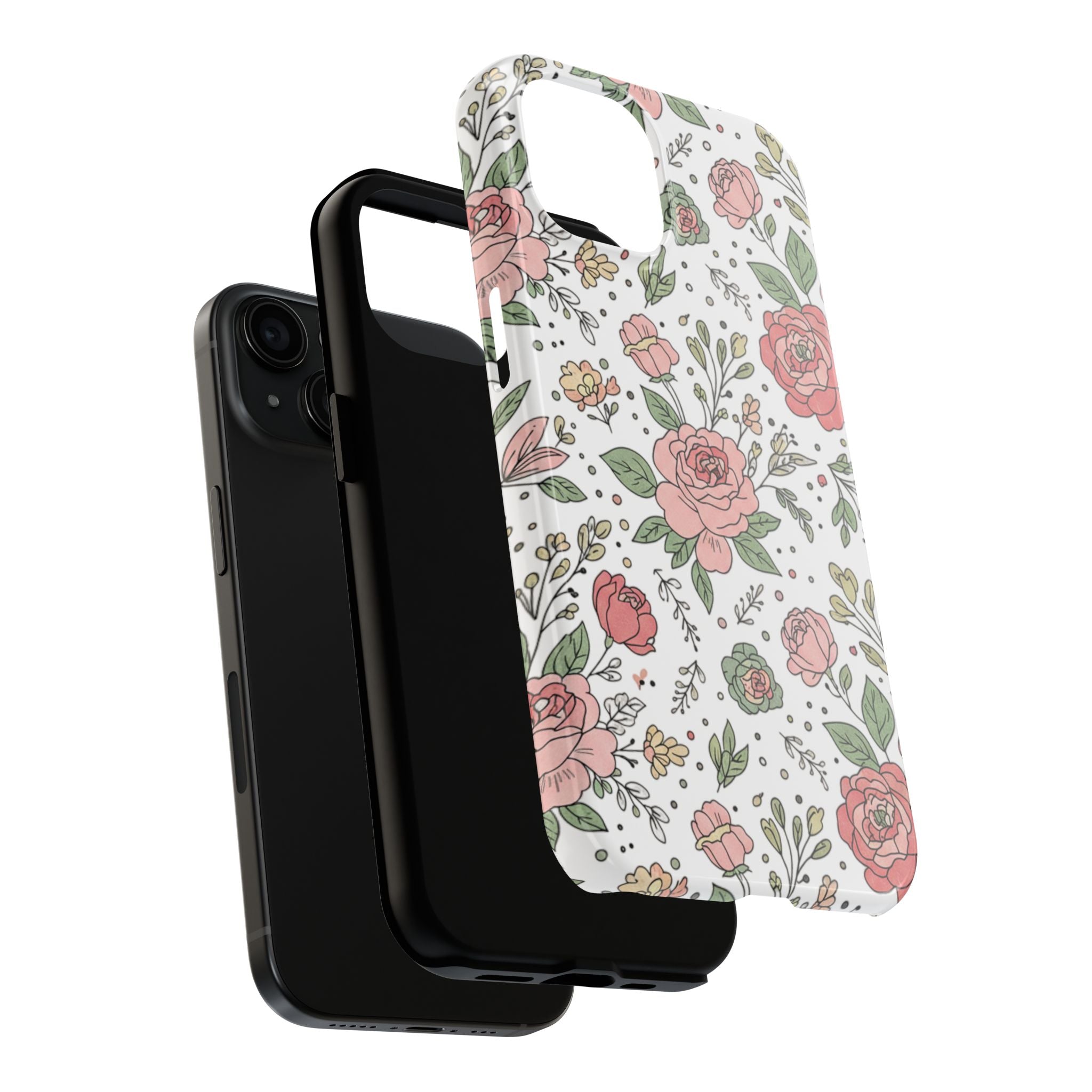 Floral Rose Tough Phone Case - Pink Garden Phone Case