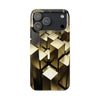 Gold Geometric 3D Cube Pattern (Shockproof)