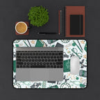 Magical Study Desk Mat - Green Witchy Books & Potion Pattern