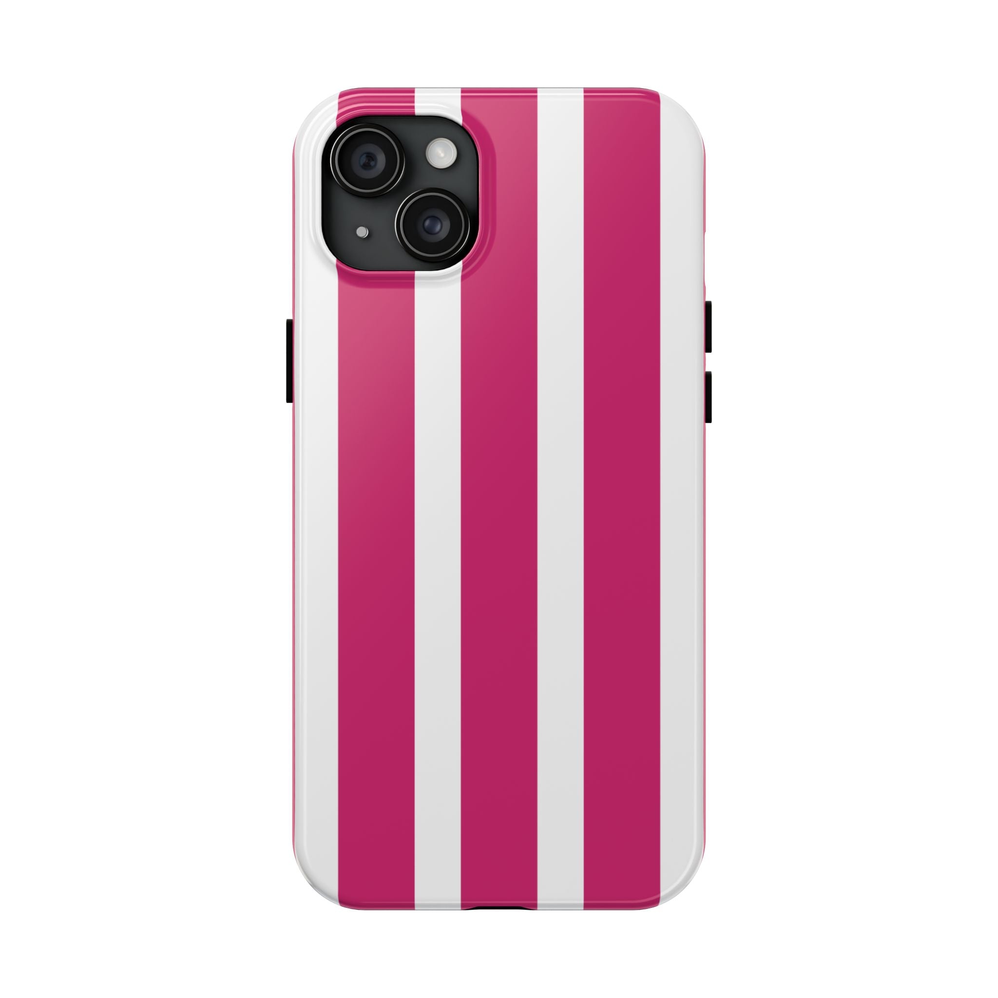 Pink Striped Tough iPhone Case (Bold Magenta)