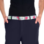 Floral Cherry Print Belt - Cute Pink Fruit Pattern Accessory
