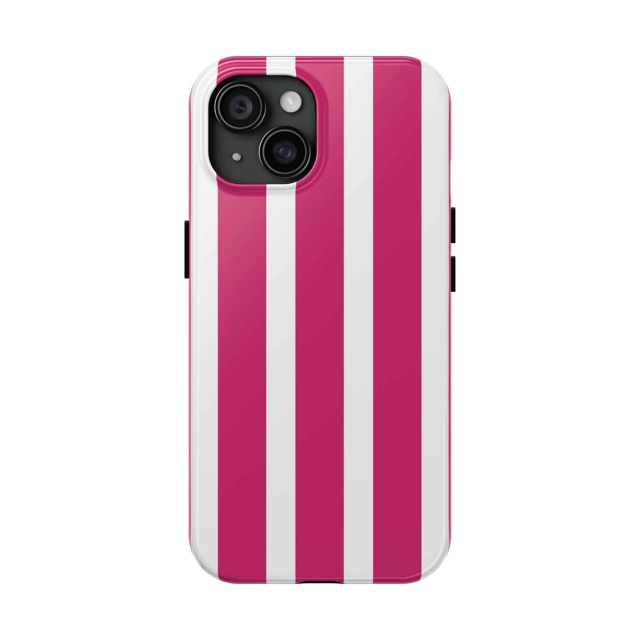 Pink Striped Tough iPhone Case (Bold Magenta)