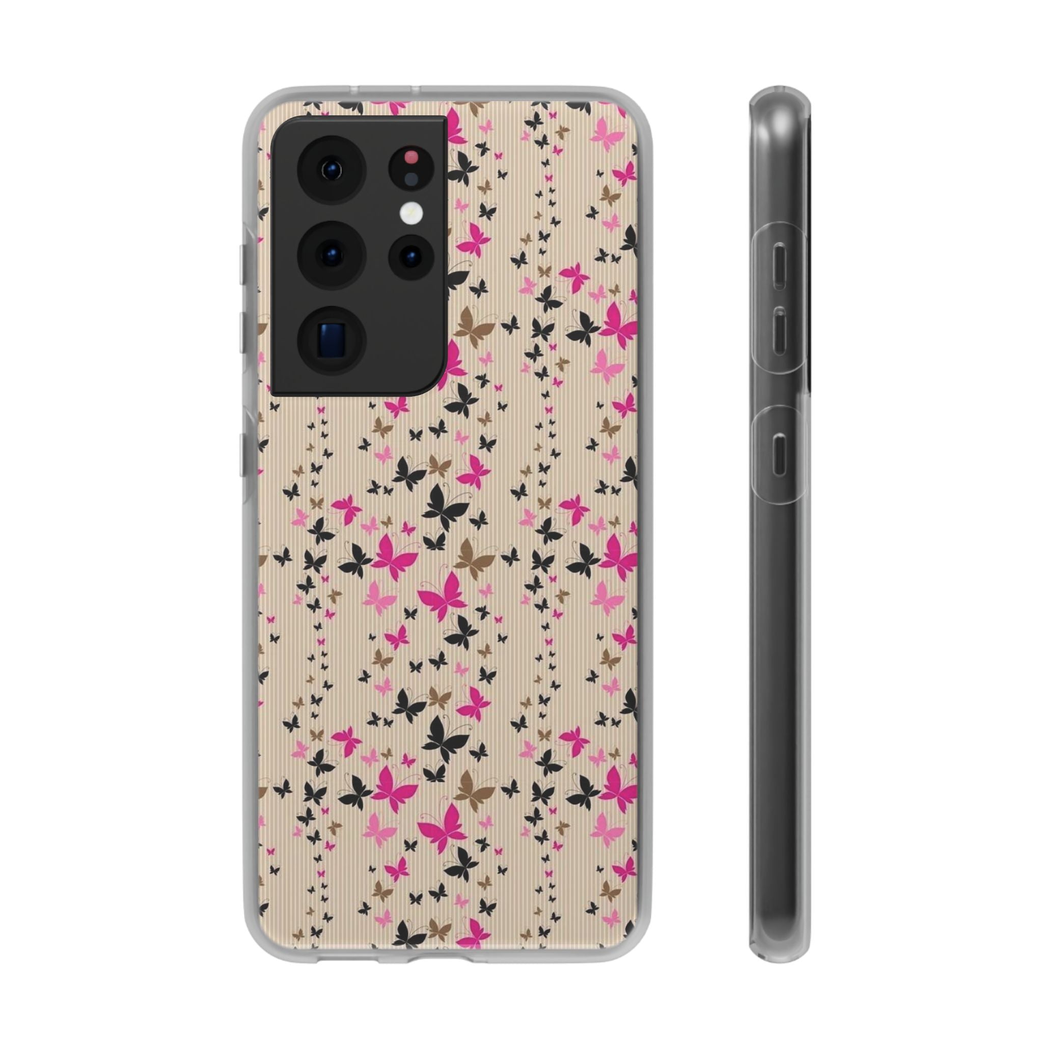 Butterfly Scatter Samsung Case (Pink & Black Floral Case)