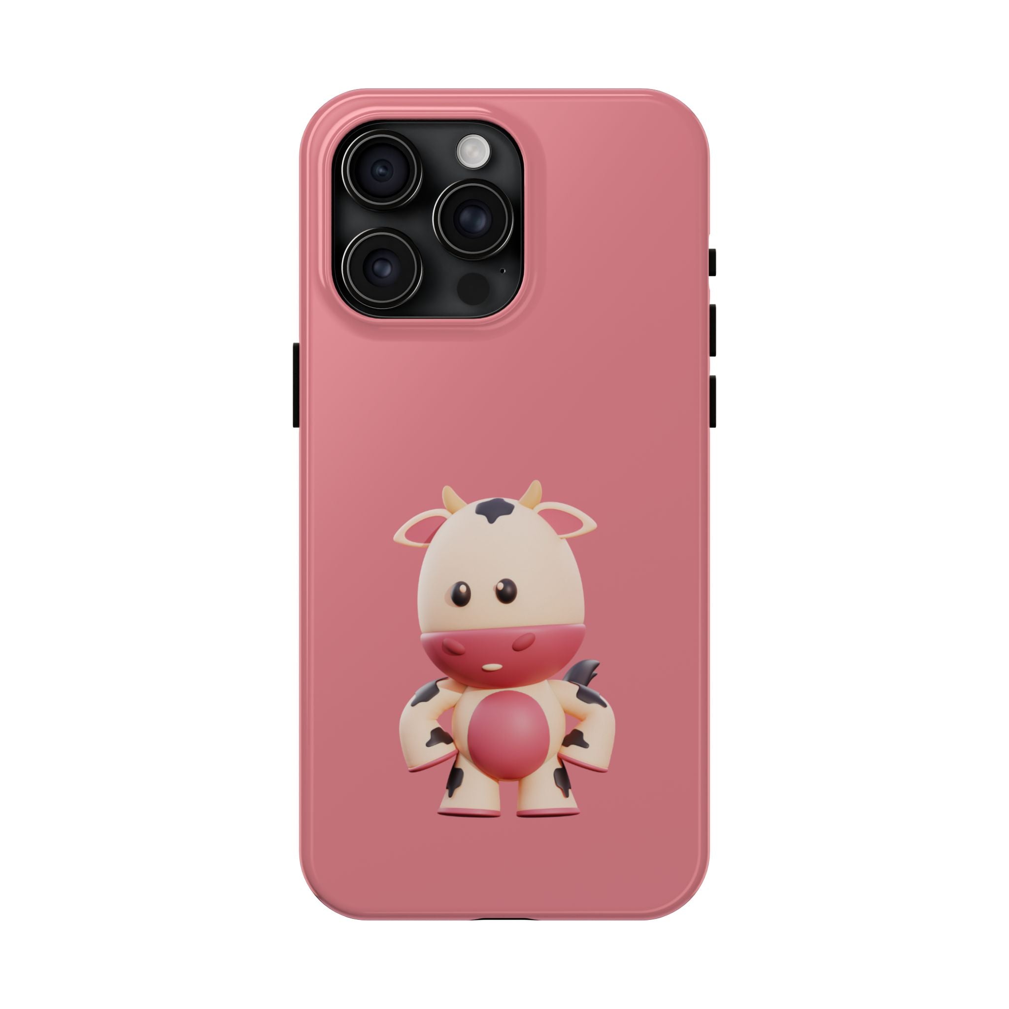 Cute Pink Cow Tough Phone Case – Durable Cute Farm Animal iPhone Cover
