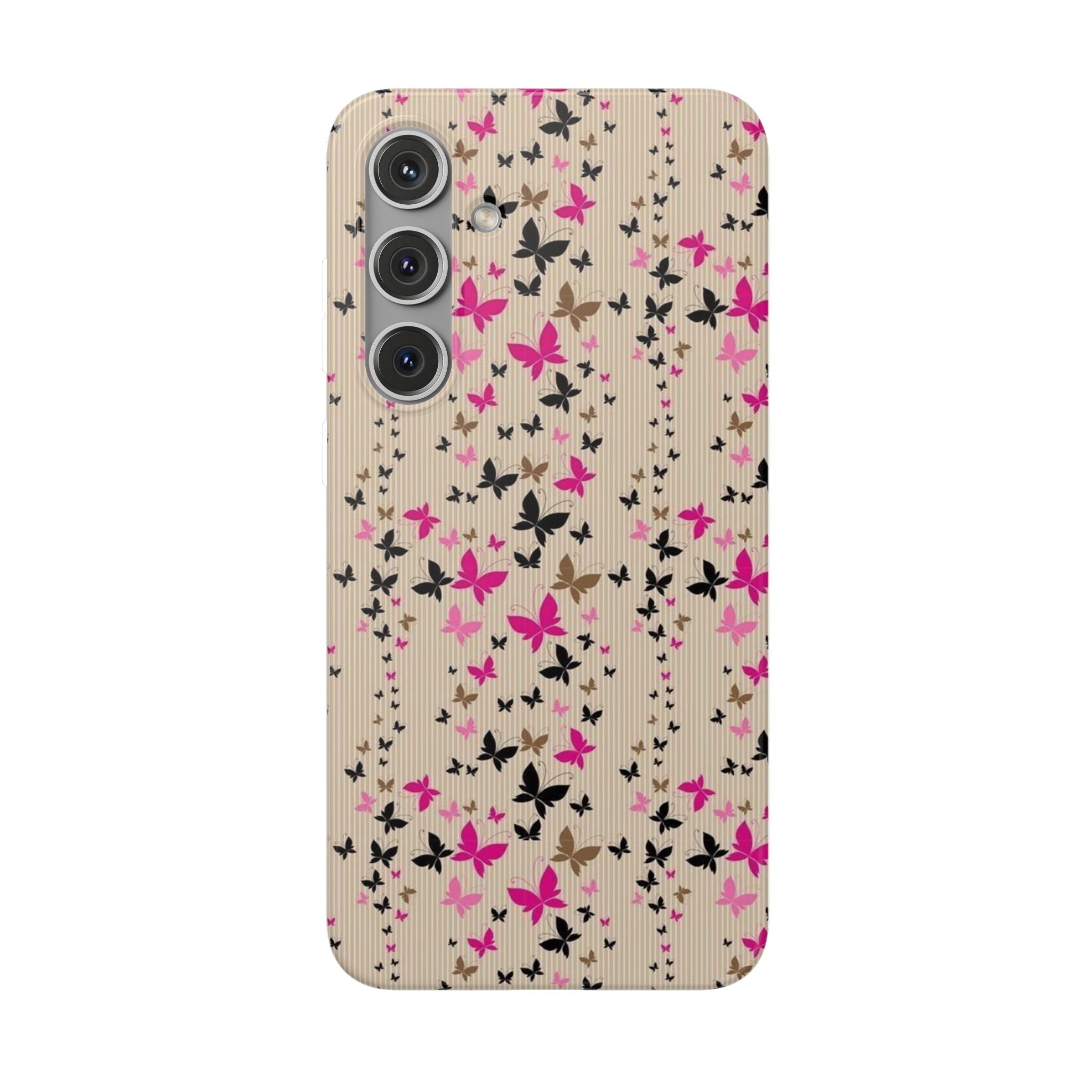 Butterfly Scatter Samsung Case (Pink & Black Floral Case)