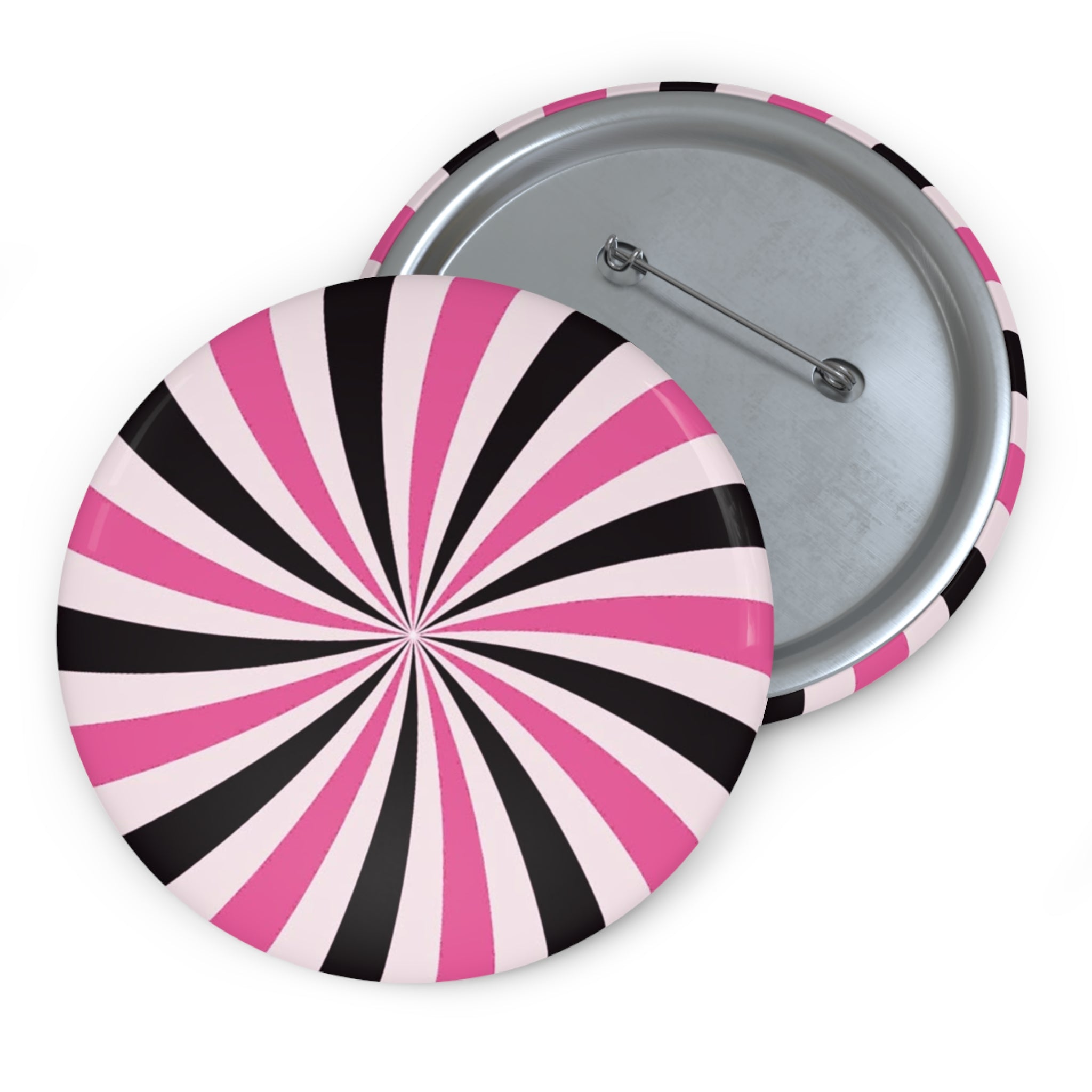 Pink Spiral Pin Button - Retro Swirl Badge for Jackets, Bags & Events