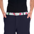 Floral Cherry Print Belt - Cute Pink Fruit Pattern Accessory