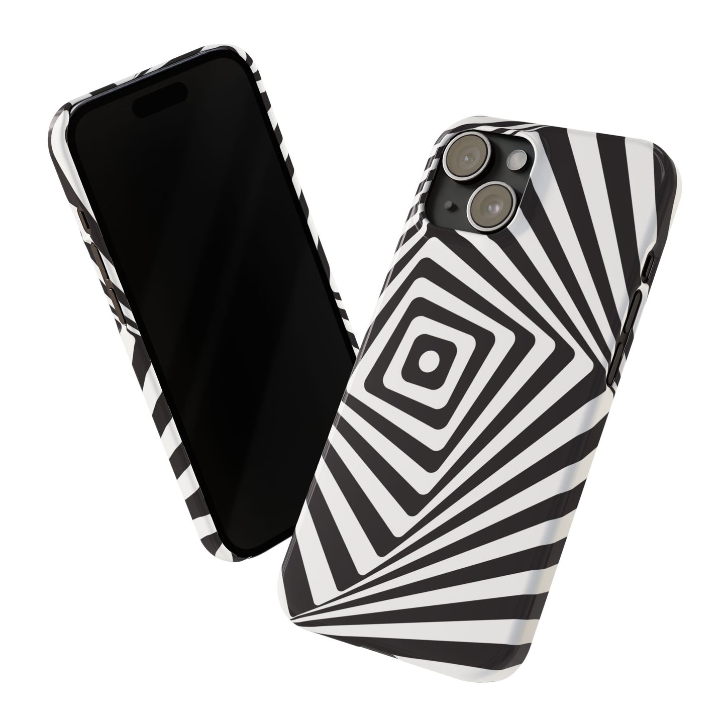 Optical Illusion Slim Phone Case — Black & White Spiral Geometric Design