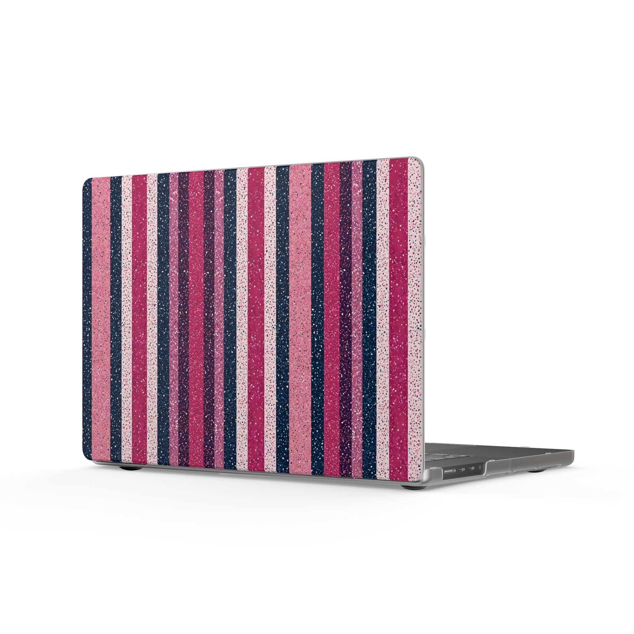 Striped Pink Glitter Matte MacBook Case — Protective Laptop Cover for Women, Teens & Students