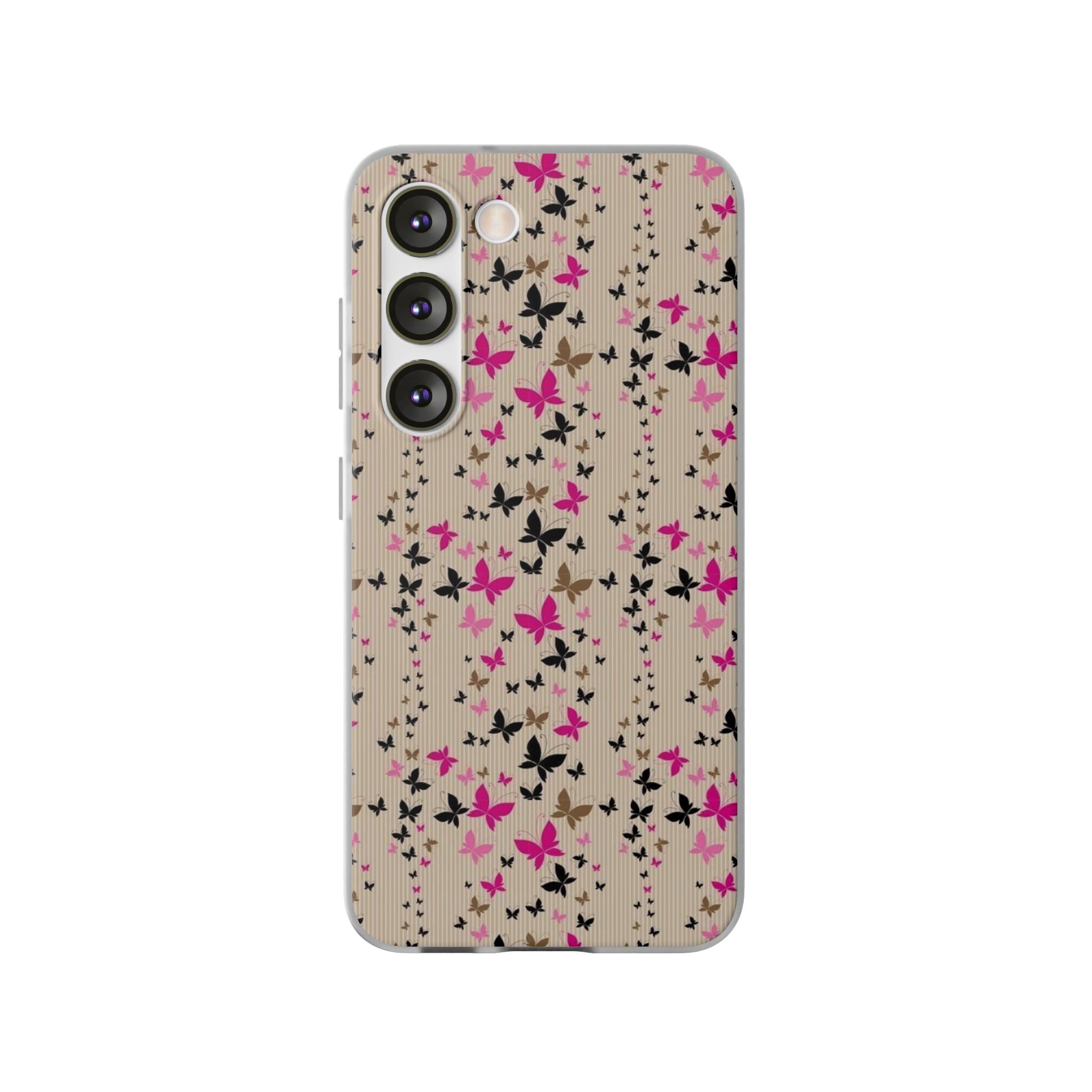 Butterfly Scatter Samsung Case (Pink & Black Floral Case)