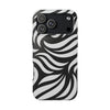 Zebra Wave Tough Phone Case — Black & White Swirl Protective Cover