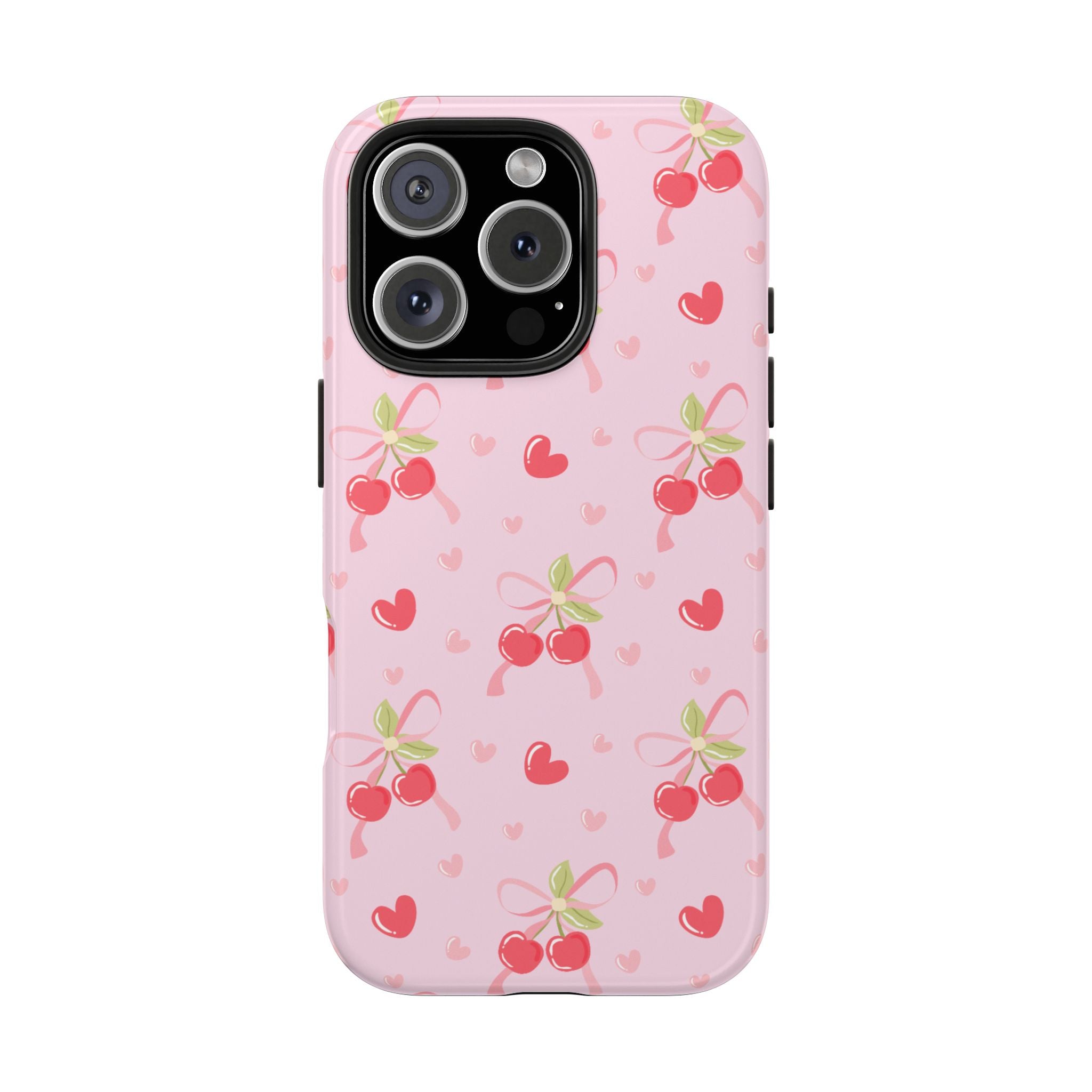 Cherry Hearts Tough iPhone Case (Pink)