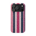 Glitter Sparkle Striped iPhone Case (Pink Navy)