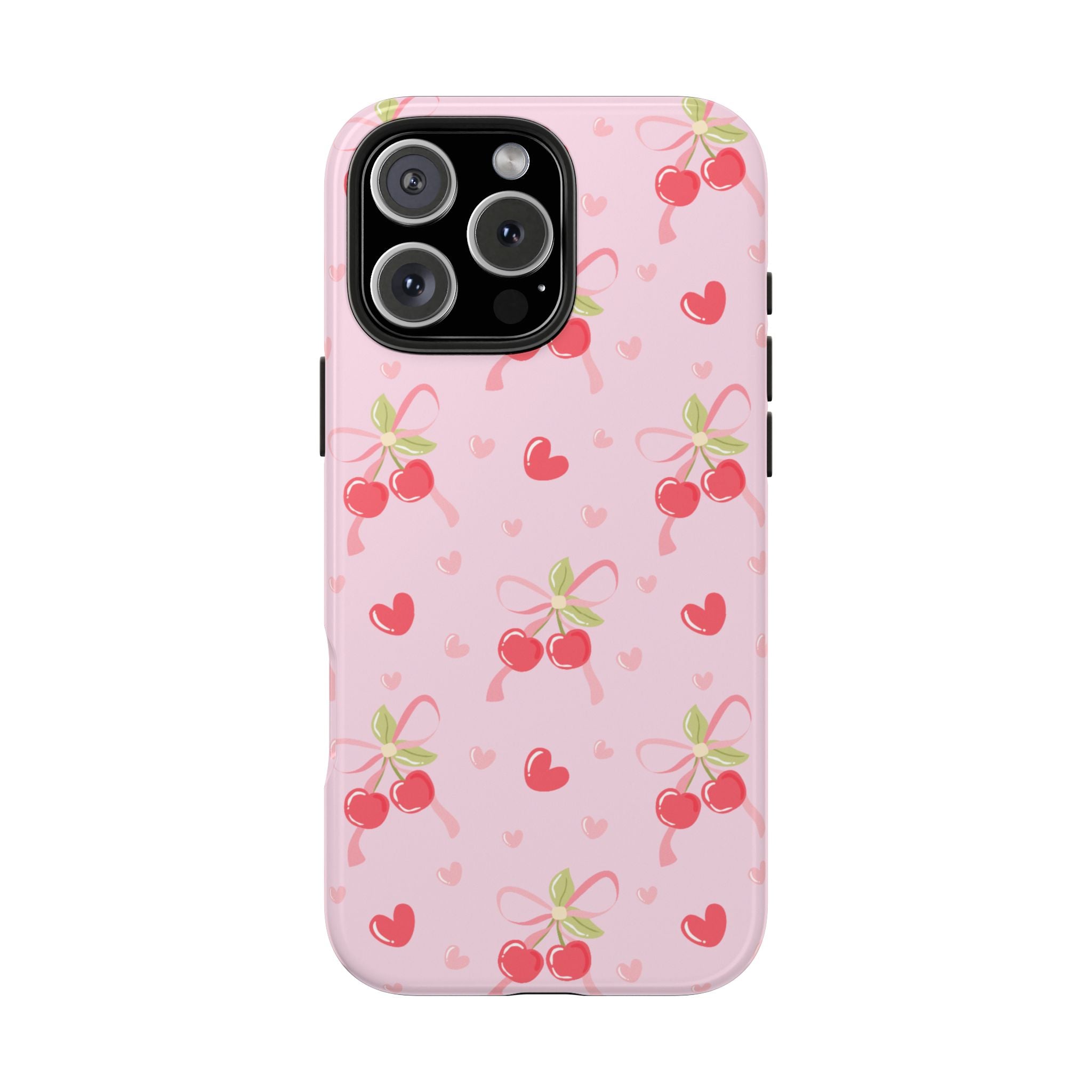 Cherry Hearts Tough iPhone Case (Pink)