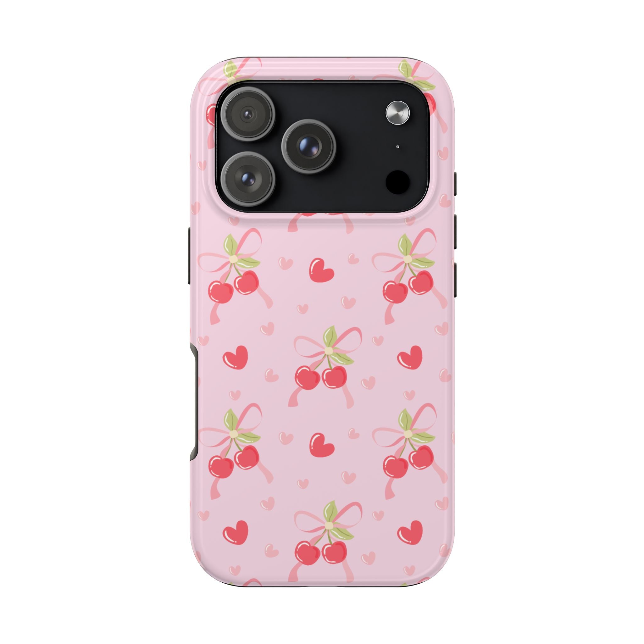 Cherry Hearts Tough iPhone Case (Pink)