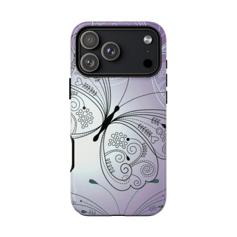 Phone case with butterfly design on a white background