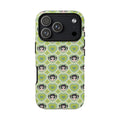 Green Stitch Pattern - Cute Retro Girl Face iPhone Case