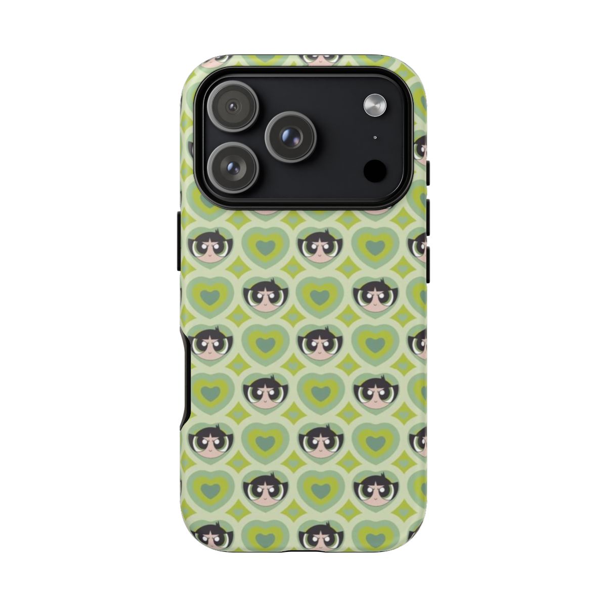 Green Stitch Pattern - Cute Retro Girl Face iPhone Case