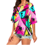 Coconut Tree Women Off Shoulder Half Sleeve T-Shirt