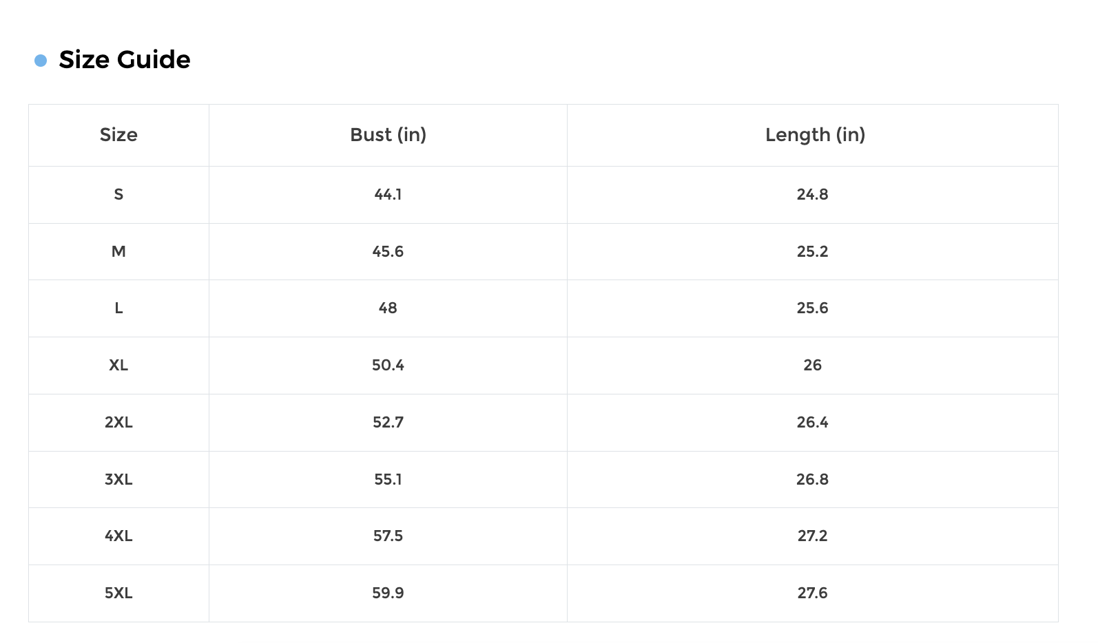 size guide 